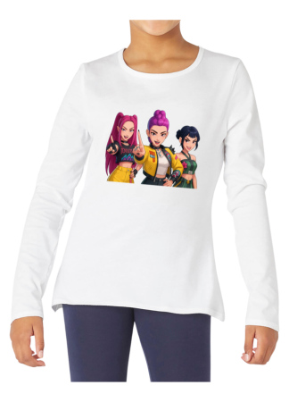 Tricouri Copii - Tricou fete K POP Demon Hunters, maneca lunga, alb, 9-10 ani