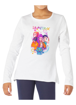 Tricouri Copii - Tricou fete K POP Demon Hunters, maneca lunga, alb, 9-10 ani