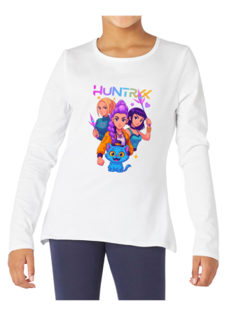 Tricouri Copii - Tricou fete K POP Demon Hunters, maneca lunga, alb, 9-10 ani