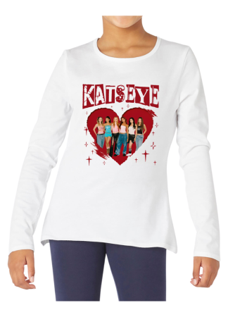Tricouri Copii - Tricou fete K POP KatSAYE, maneca lunga, alb, 5-6 ani
