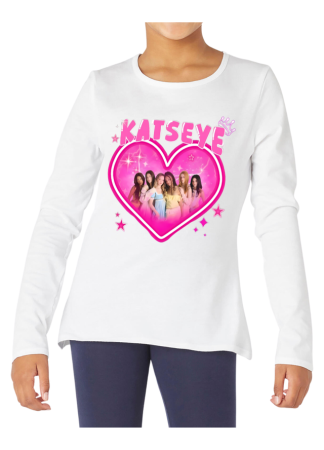 Tricouri Copii - Tricou fete K POP KatSAYE, maneca lunga, alb, 5-6 ani