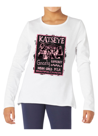 Tricouri Copii - Tricou fete K POP KatSAYE, maneca lunga, alb, 7-8 ani