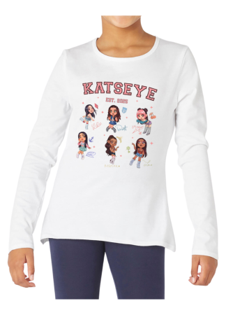 Tricouri Copii - Tricou fete K POP KatSAYE, maneca lunga, alb, 7-8 ani