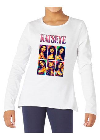 Tricouri Copii - Tricou fete K POP KatSAYE, maneca lunga, alb, 7-8 ani