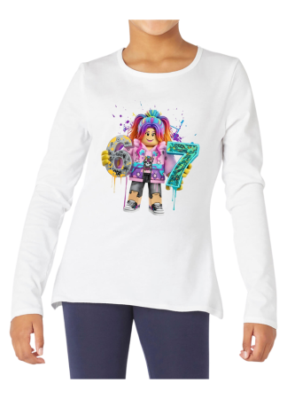 Tricouri Copii - Tricou fete Six Seven 6-7, maneca lunga, alb, 9-10 ani