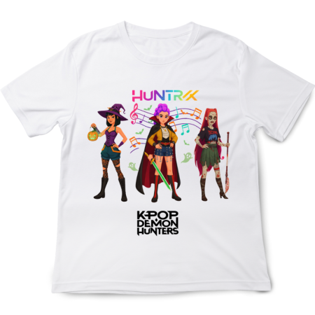 Halloween - Tricou Halloween K POP Demon Hunters Huntrix, alb, 7-8 ani