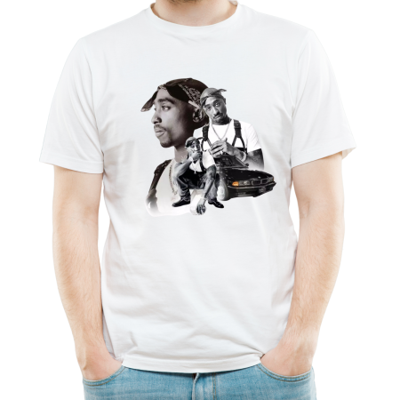 Tricouri Personalizate - Tricou personalizat barbati TUPAC (2PAC), alb