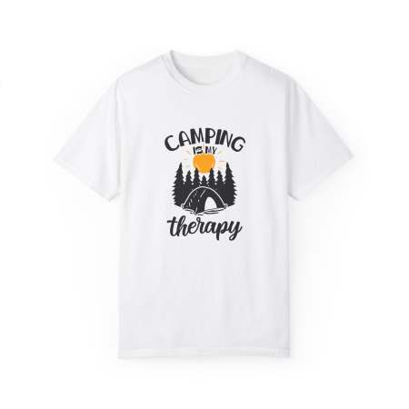 Tricou personalizat Camping Therapy, pentru iubitorii de natura, barbati, alb [1]