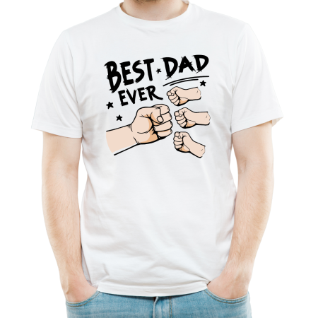 Tricouri Personalizate - Tricou personalizat pentru tatici, cu mesajul, Cel mai tare tata, (tata si 3 copii)