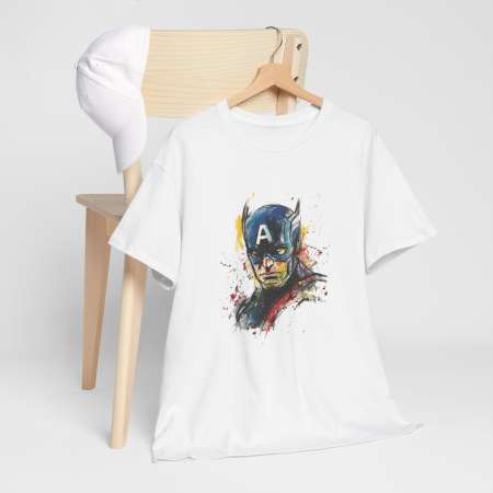 Tricou personalizat Super Eroi Marvel, Captain America, alb [1]