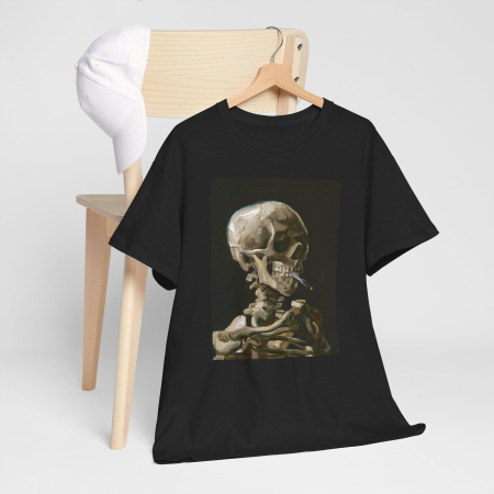 Tricou personalizat Vincent van Gogh, Scheletul cu Tigara, negru [1]