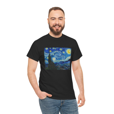 Tricouri Personalizate - Tricou personalizat Vincent Van Gogh, The Starry Night, negru