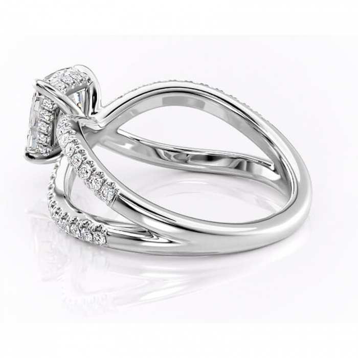 Inel de logodnă Acacia din aur Alb 14kt cu moissanite tăietură asscher – Montură pavé rafinată pentru profil înalt | Personalizează și configurează gratuit online [5]