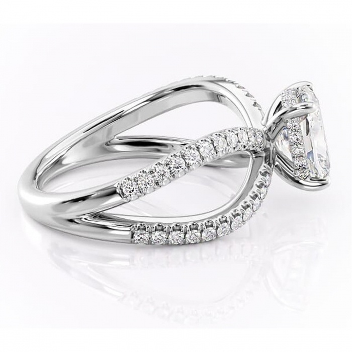 Inel de logodnă Acacia din aur Alb 14kt cu moissanite tăietură asscher – Montură pavé rafinată pentru profil înalt | Personalizează și configurează gratuit online [2]