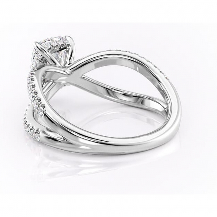 Inel de logodnă Acacia din aur Alb 14kt cu moissanite tăietură asscher – Montură pavé rafinată pentru profil înalt | Personalizează și configurează gratuit online [4]