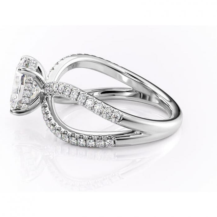 Inel de logodnă Acacia din aur Alb 14kt cu moissanite tăietură asscher – Montură pavé rafinată pentru profil înalt | Personalizează și configurează gratuit online [6]