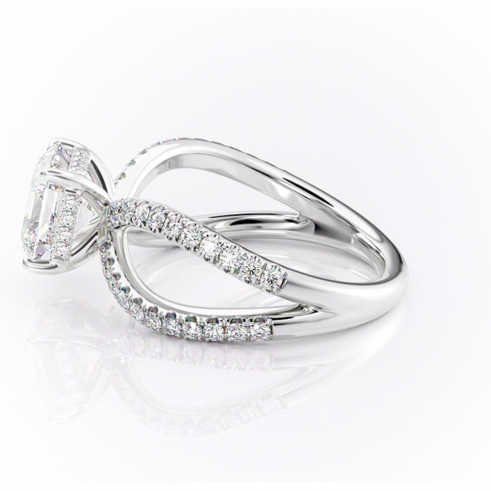 Inel de logodnă Acacia din aur Alb 14kt cu moissanite tăietură asscher – Montură pavé rafinată pentru profil înalt | Personalizează și configurează gratuit online [6]