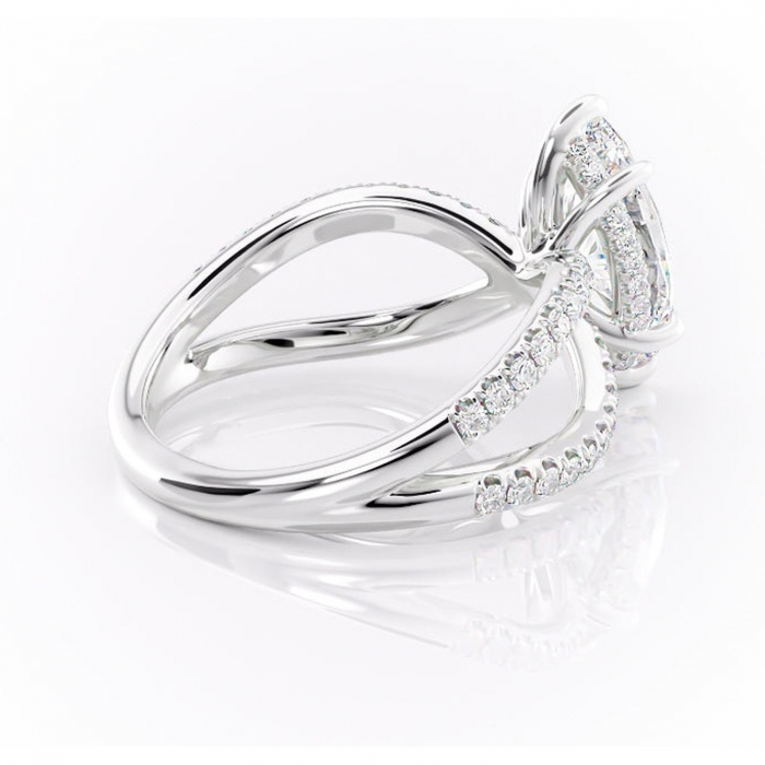 Inel de logodnă Acacia din aur Alb 14kt cu moissanite tăietură marquise – Montură pavé rafinată pentru profil înalt | Personalizează și configurează gratuit online [3]