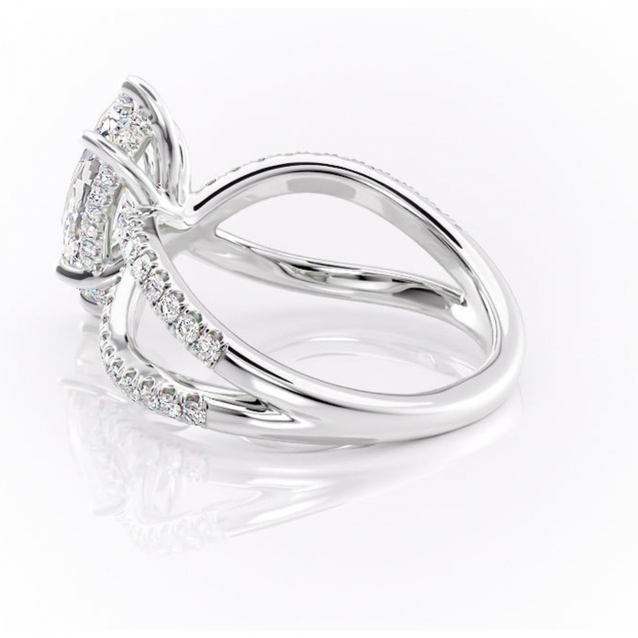 Inel de logodnă Acacia din aur Alb 14kt cu moissanite tăietură marquise – Montură pavé rafinată pentru profil înalt | Personalizează și configurează gratuit online [5]