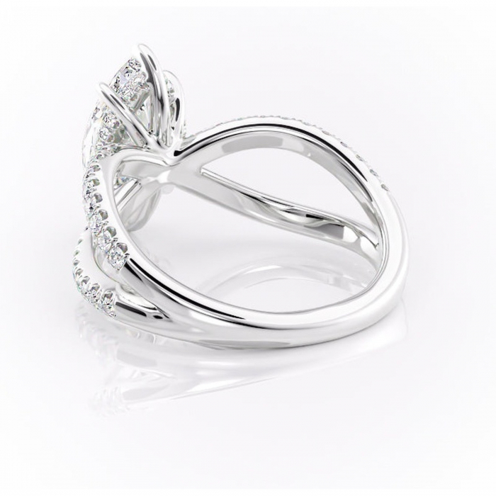 Inel de logodnă Acacia din aur Alb 14kt cu moissanite tăietură marquise – Montură pavé rafinată pentru profil înalt | Personalizează și configurează gratuit online [4]