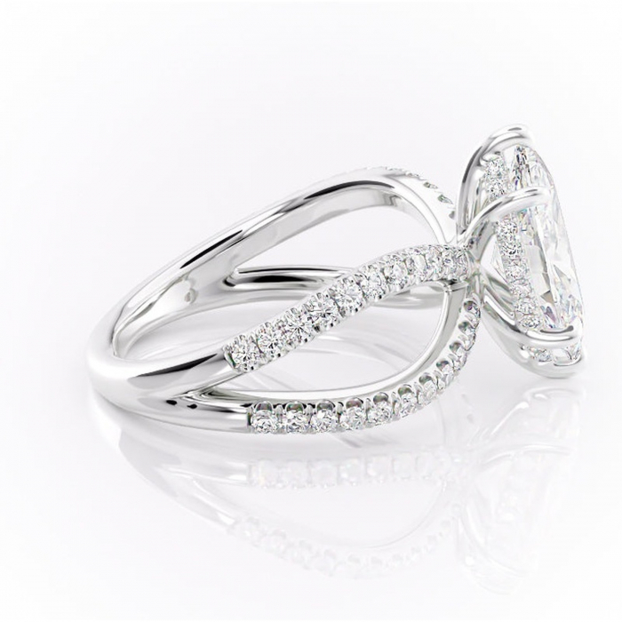 Inel de logodnă Acacia din aur Alb 14kt cu moissanite tăietură marquise – Montură pavé rafinată pentru profil înalt | Personalizează și configurează gratuit online [2]