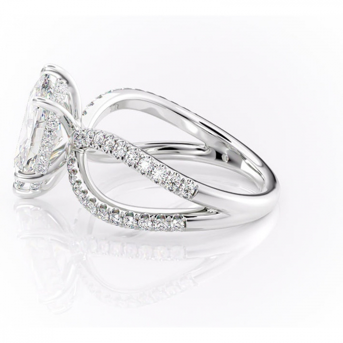 Inel de logodnă Acacia din aur Alb 14kt cu moissanite tăietură marquise – Montură pavé rafinată pentru profil înalt | Personalizează și configurează gratuit online [6]