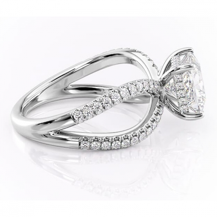 Inel de logodnă Acacia din aur Alb 18kt cu moissanite tăietură princess – Montură pavé rafinată pentru profil înalt | Personalizează și configurează gratuit online [2]