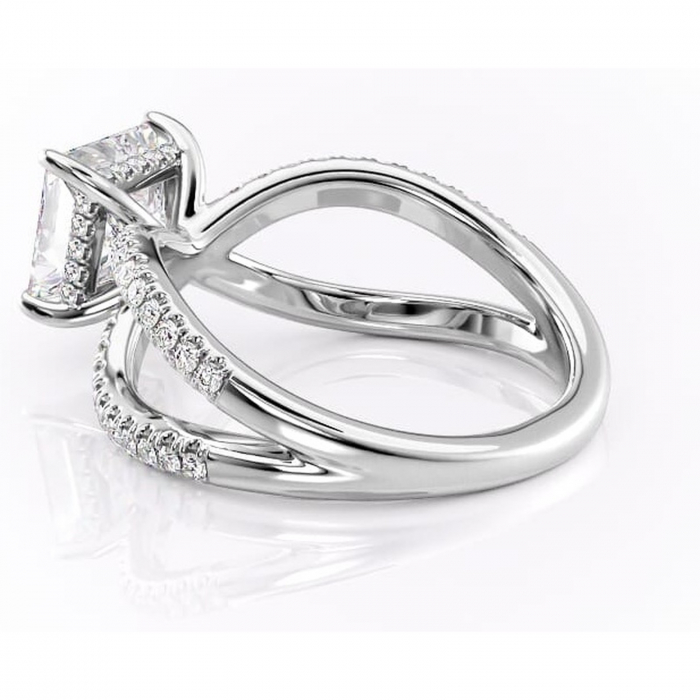 Inel de logodnă Acacia din aur Alb 18kt cu moissanite tăietură princess – Montură pavé rafinată pentru profil înalt | Personalizează și configurează gratuit online [5]