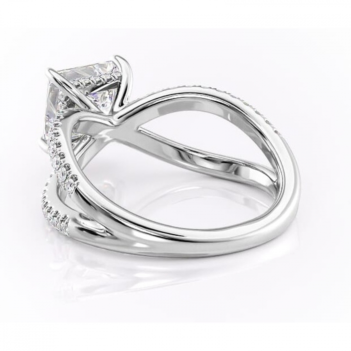 Inel de logodnă Acacia din aur Alb 18kt cu moissanite tăietură princess – Montură pavé rafinată pentru profil înalt | Personalizează și configurează gratuit online [4]