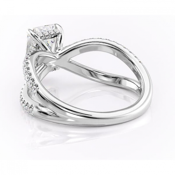 Inel de logodnă Acacia din aur Alb 18kt cu moissanite tăietură radiantă – Montură pavé rafinată pentru profil înalt | Personalizează și configurează gratuit online [4]