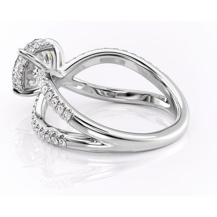 Inel de logodnă Acacia din aur Alb 14kt cu moissanite tăietură rotundă – Montură pavé rafinată pentru profil înalt | Personalizează și configurează gratuit online [5]