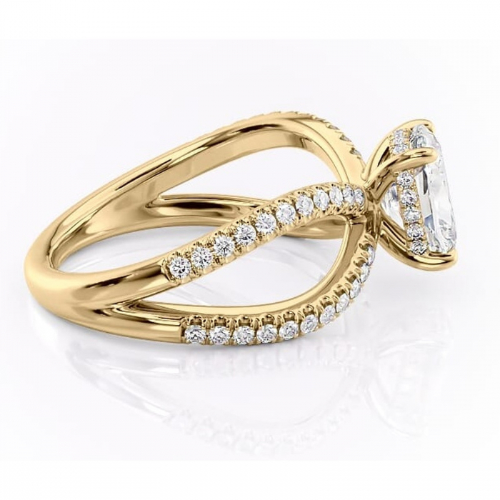 Inel de logodnă Acacia din aur Galben 14kt cu moissanite tăietură asscher – Montură pavé rafinată pentru profil înalt | Personalizează și configurează gratuit online [2]