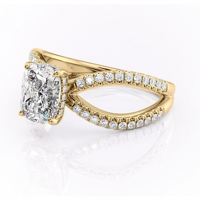 Inel de logodnă Acacia din aur Galben 14kt cu moissanite tăietură asscher – Montură pavé rafinată pentru profil înalt | Personalizează și configurează gratuit online [7]