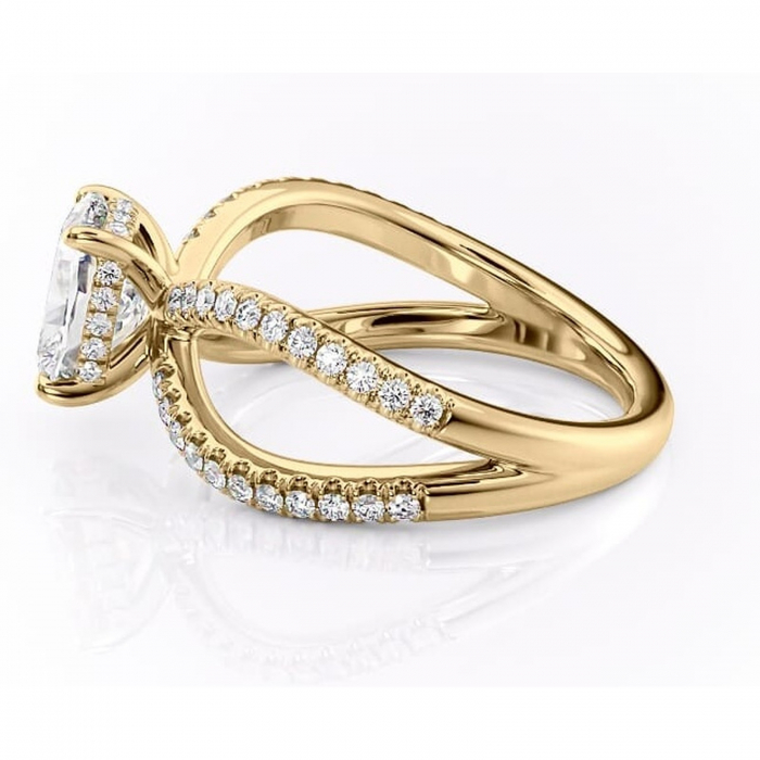 Inel de logodnă Acacia din aur Galben 14kt cu moissanite tăietură asscher – Montură pavé rafinată pentru profil înalt | Personalizează și configurează gratuit online [6]
