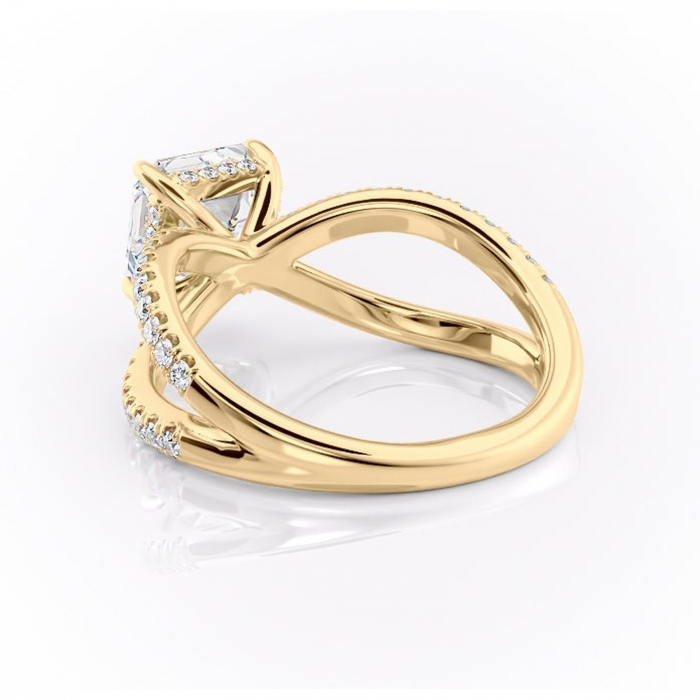 Inel de logodnă Acacia din aur Galben 14kt cu moissanite tăietură asscher – Montură pavé rafinată pentru profil înalt | Personalizează și configurează gratuit online [4]