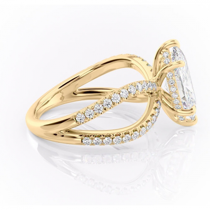 Inel de logodnă Acacia din aur Galben 14kt cu moissanite tăietură marquise – Montură pavé rafinată pentru profil înalt | Personalizează și configurează gratuit online [2]