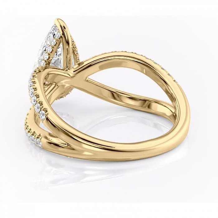 Inel de logodnă Acacia din aur Galben 18kt cu moissanite tăietură pară – Montură pavé rafinată pentru profil înalt | Personalizează și configurează gratuit online [4]