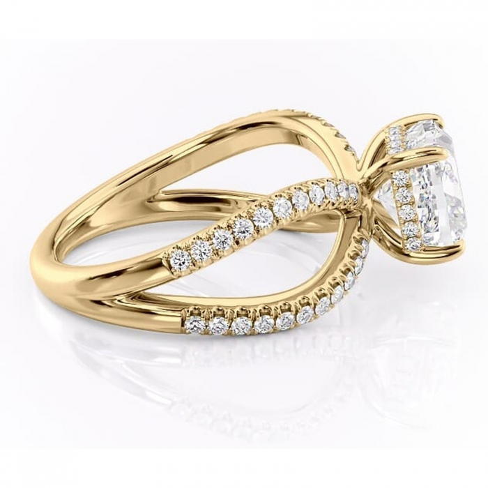 Inel de logodnă Acacia din aur Galben 14kt cu moissanite tăietură pernă – Montură pavé rafinată pentru profil înalt | Personalizează și configurează gratuit online [2]