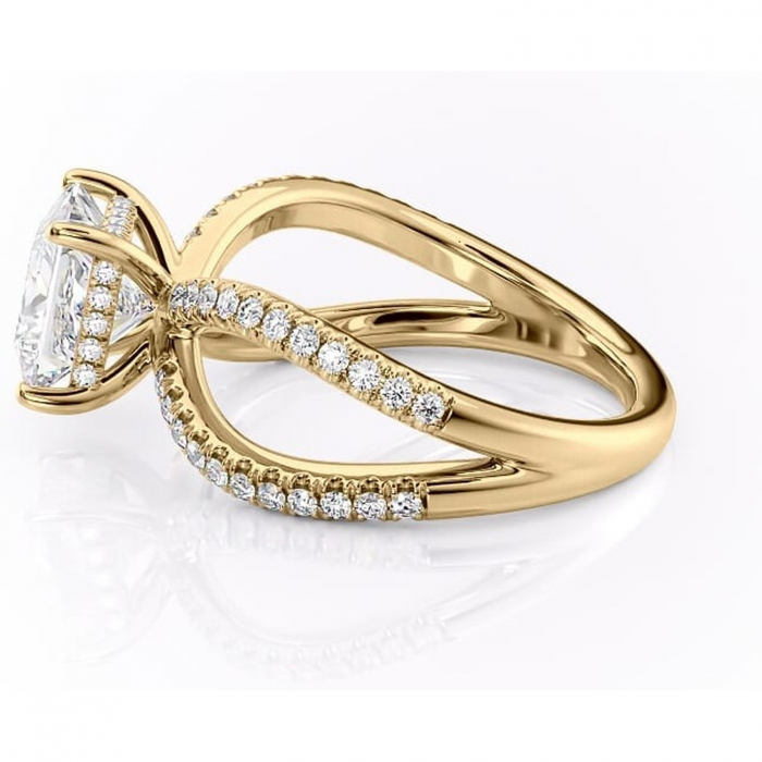 Inel de logodnă Acacia din aur Galben 14kt cu moissanite tăietură princess – Montură pavé rafinată pentru profil înalt | Personalizează și configurează gratuit online [6]