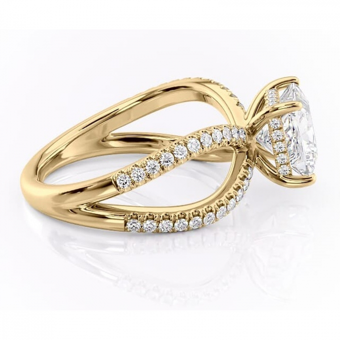 Inel de logodnă Acacia din aur Galben 14kt cu moissanite tăietură princess – Montură pavé rafinată pentru profil înalt | Personalizează și configurează gratuit online [2]