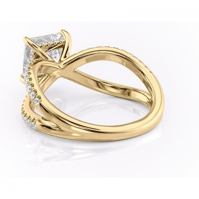 Inel de logodnă Acacia din aur Galben 14kt cu moissanite tăietură princess – Montură pavé rafinată pentru profil înalt | Personalizează și configurează gratuit online [4]