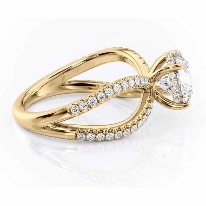 Inel de logodnă Acacia din aur Galben 14kt cu moissanite tăietură rotundă – Montură pavé rafinată pentru profil înalt | Personalizează și configurează gratuit online [2]