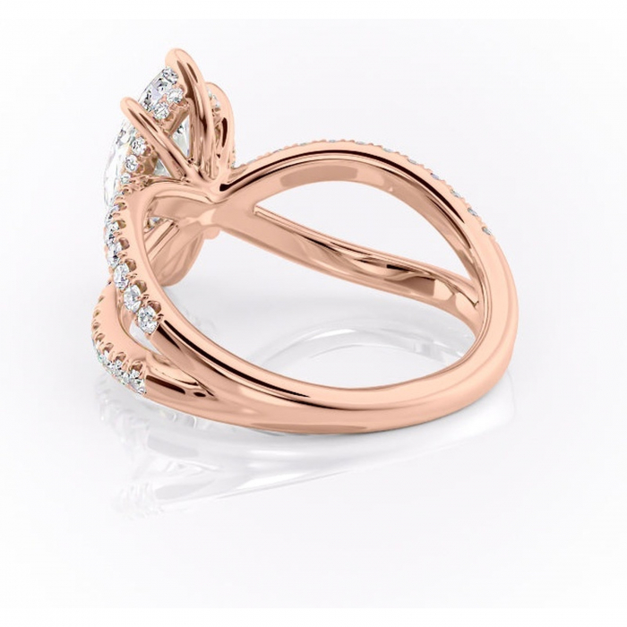 Inel de logodnă Acacia din aur Rose 14kt cu moissanite tăietură marquise – Montură pavé rafinată pentru profil înalt | Personalizează și configurează gratuit online [4]