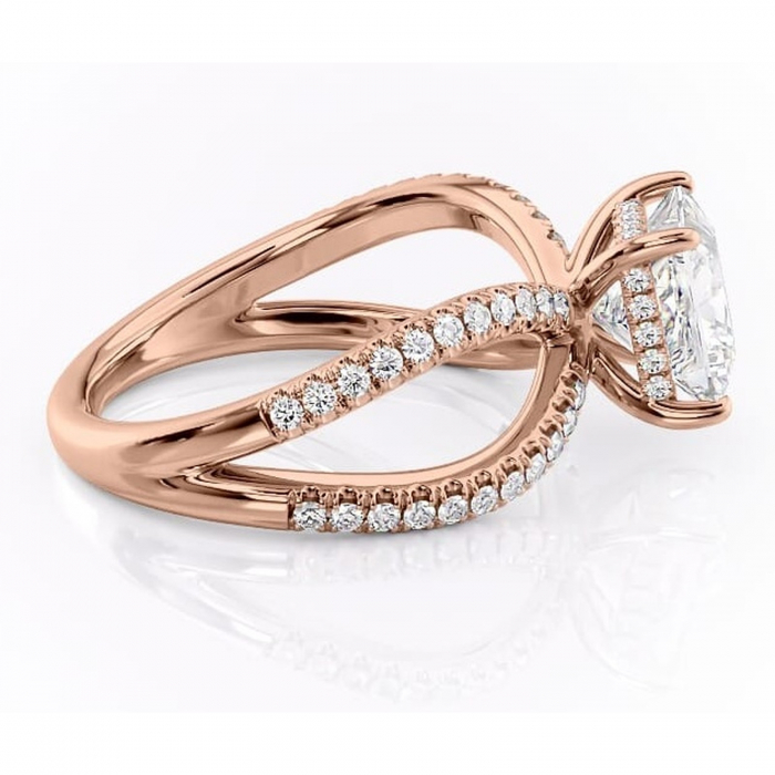 Inel de logodnă Acacia din aur Rose 18kt cu moissanite tăietură princess – Montură pavé rafinată pentru profil înalt | Personalizează și configurează gratuit online [2]