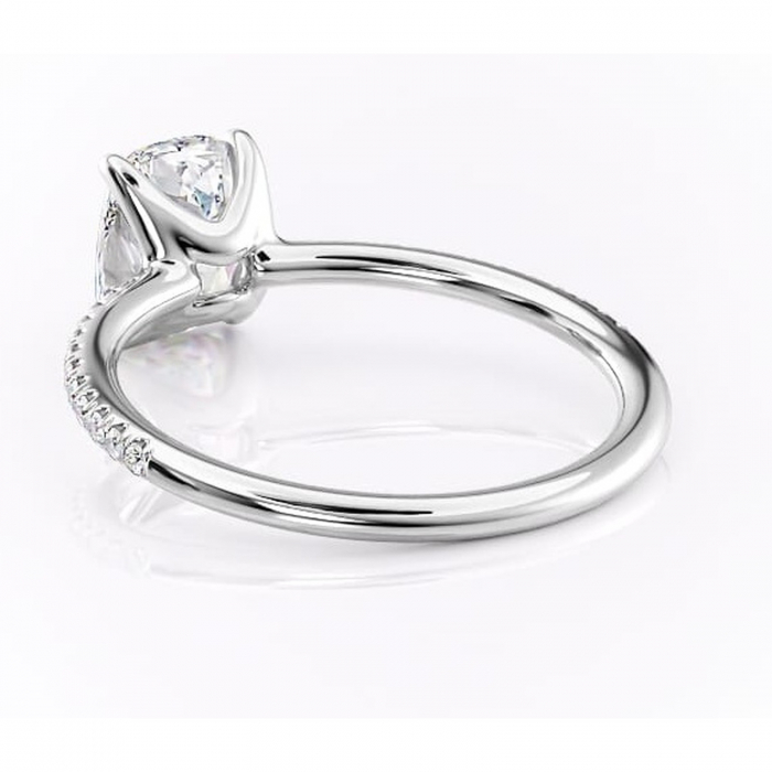 Inel de logodnă Adelaide din aur Alb 14kt cu moissanite tăietură pernă – Montură pavé rafinată pentru profil jos | Personalizează și configurează gratuit online [4]