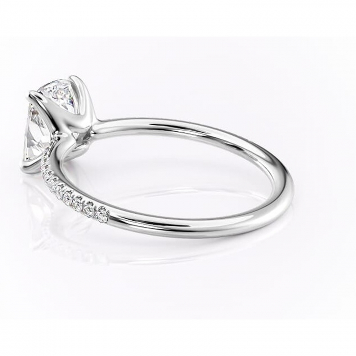 Inel de logodnă Adelaide din aur Alb 14kt cu moissanite tăietură pernă – Montură pavé rafinată pentru profil jos | Personalizează și configurează gratuit online [5]