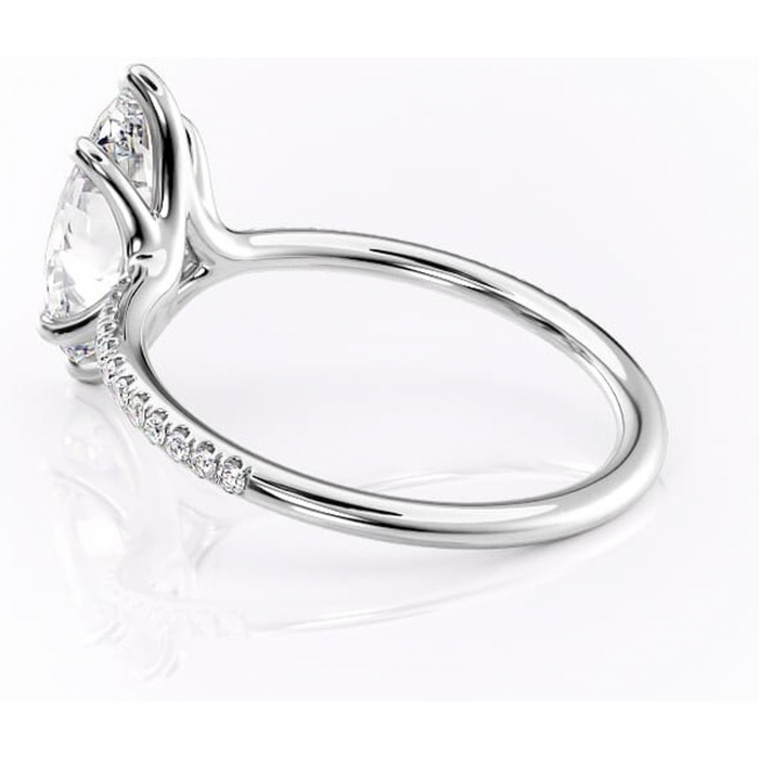 Inel de logodnă Adelaide din aur Alb 14kt cu moissanite tăietură marquise – Montură pavé rafinată pentru profil jos | Personalizează și configurează gratuit online [5]
