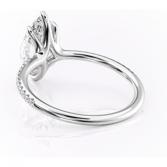 Inel de logodnă Adelaide din aur Alb 14kt cu moissanite tăietură marquise – Montură pavé rafinată pentru profil jos | Personalizează și configurează gratuit online [4]