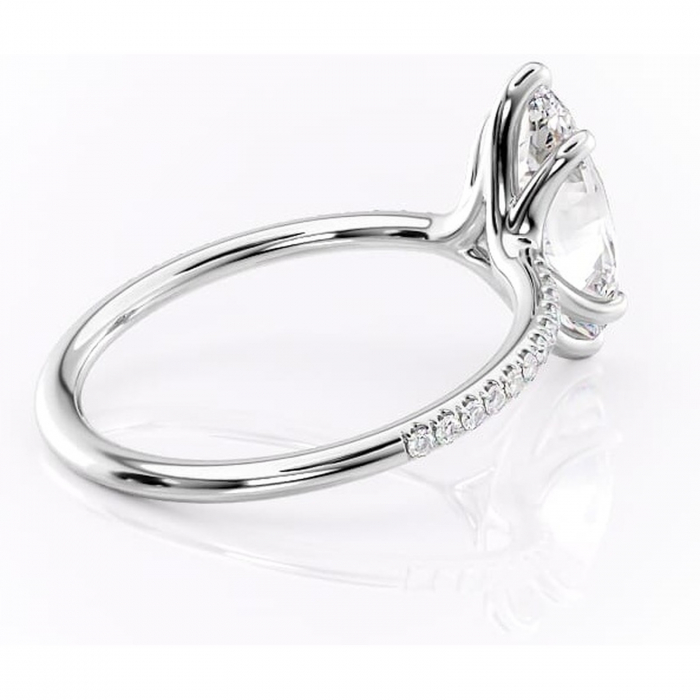 Inel de logodnă Adelaide din aur Alb 14kt cu moissanite tăietură marquise – Montură pavé rafinată pentru profil jos | Personalizează și configurează gratuit online [3]