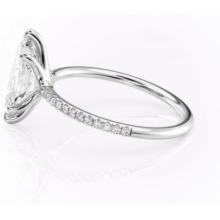 Inel de logodnă Adelaide din aur Alb 14kt cu moissanite tăietură marquise – Montură pavé rafinată pentru profil jos | Personalizează și configurează gratuit online [6]